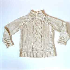 Cream Chunky Knit Turtleneck Sweater